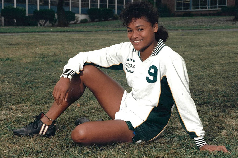 Thuy Williams, adoptee achievements, Wilson High School soccer, white uniform