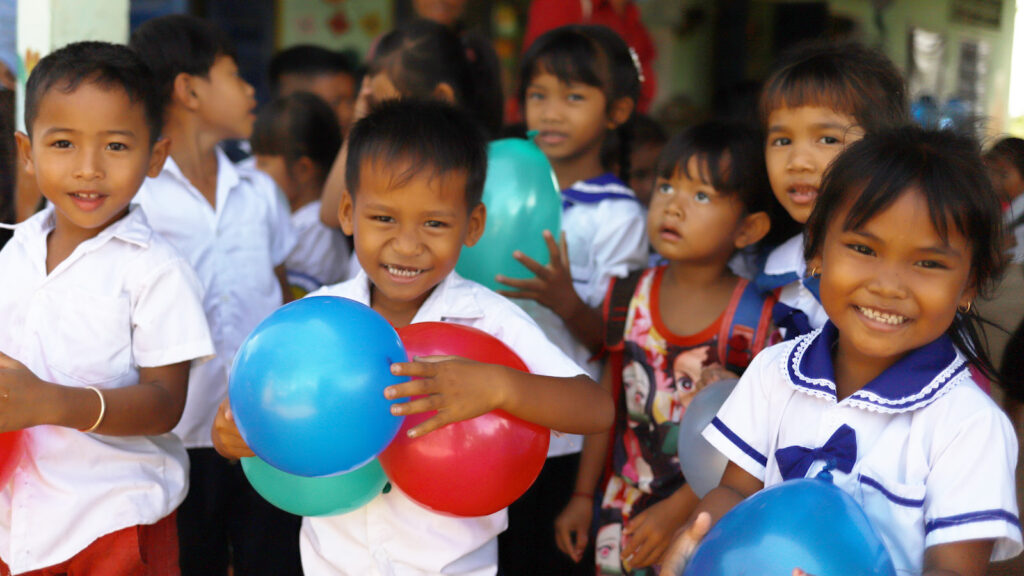 Children celebrating in Cambodia