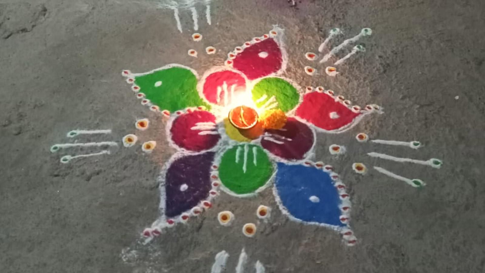 Rangoli design for Diwali in India