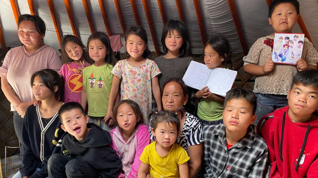 Several sponsored children live with this family of 15 in Mongolia. 