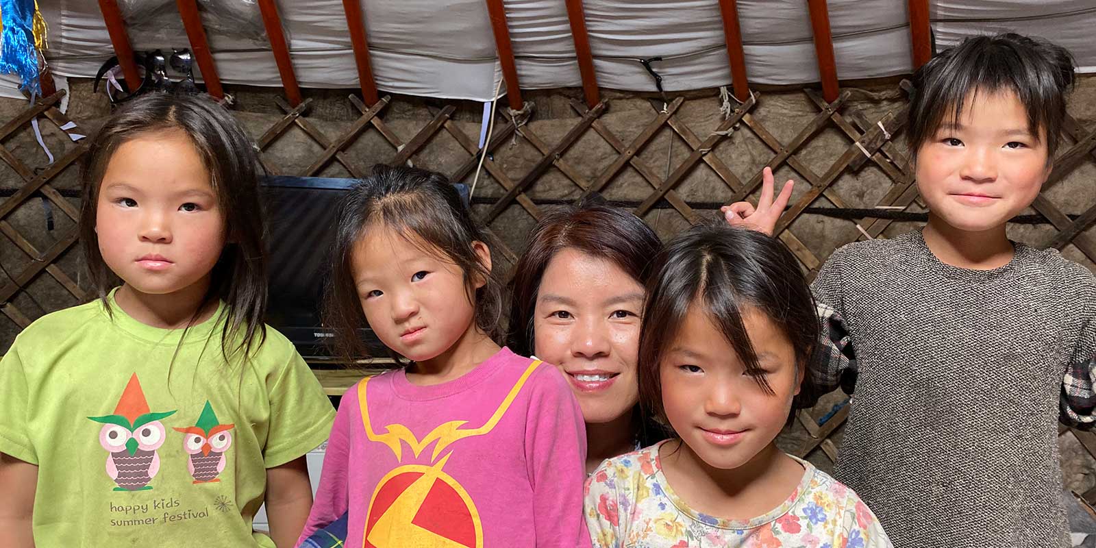 Holt VP Thoa Bui with children in Mongolia