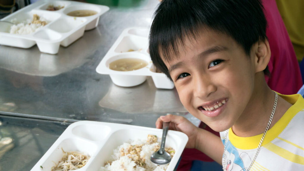 Boy eating lunch