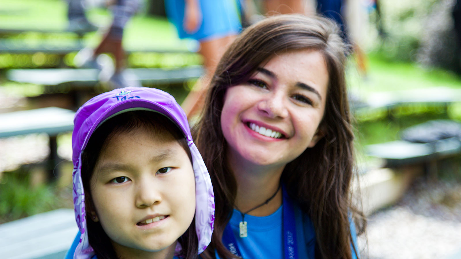 Camp Counselor and camper at camp