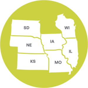 Map of Holt Central States Branch in a green circle