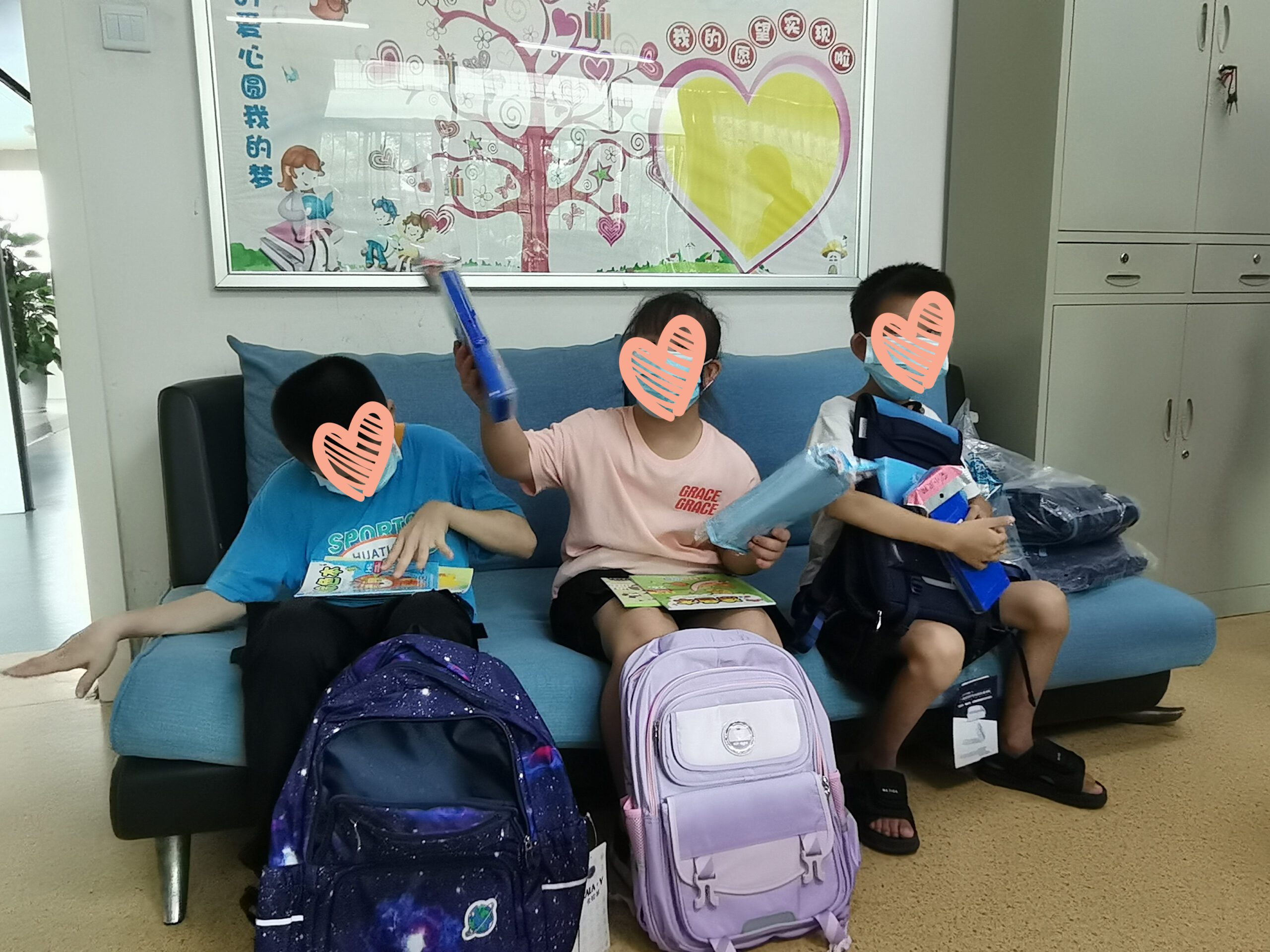 Children at an orphanage in China received backpacks donated by an adoptee