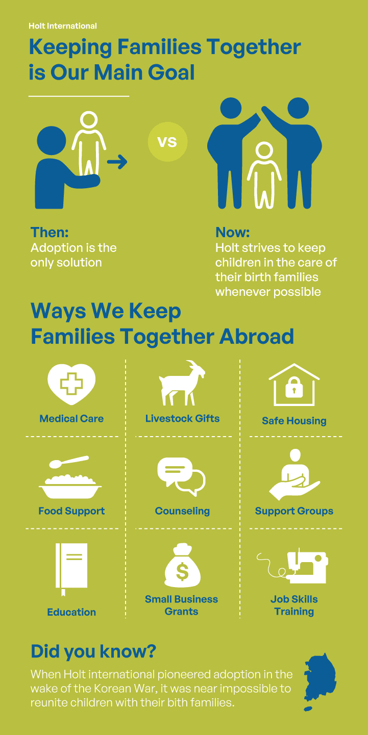 Infographic about ways Holt keeps families together