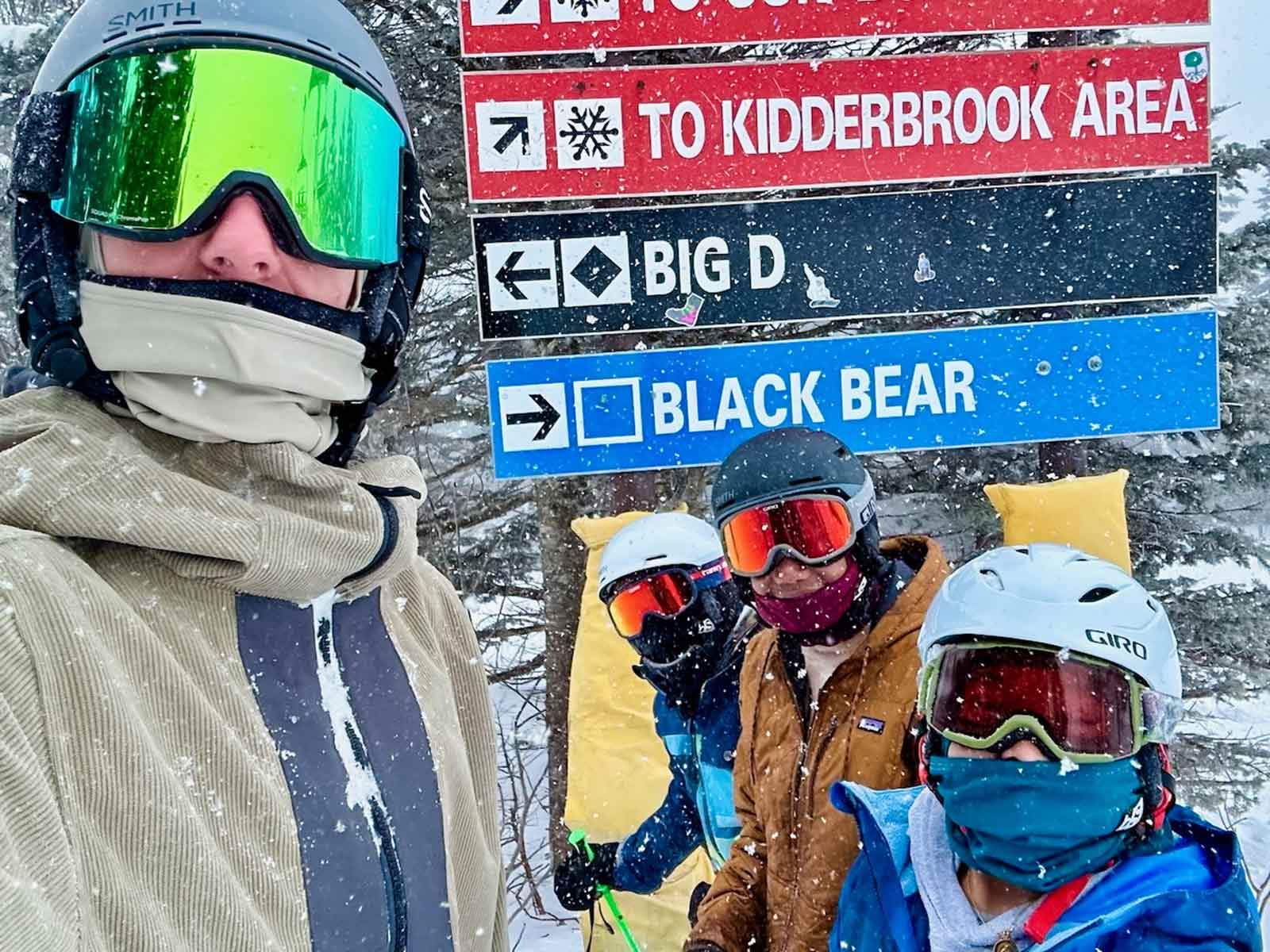 a family goes skiing with their adopted son.